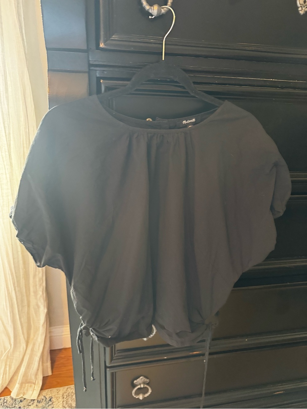Madewell Black Short-Sleeve Drawstring Hem Top